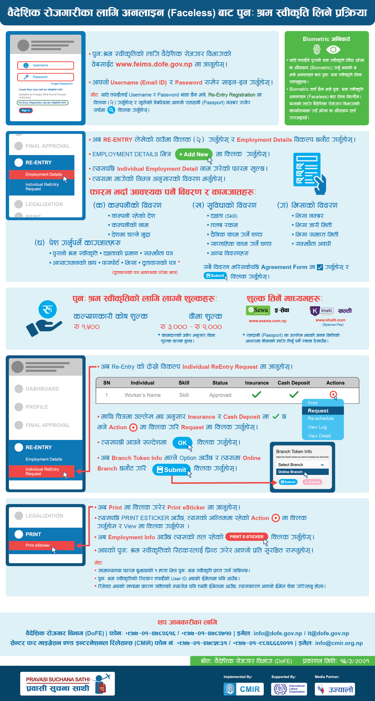 अनलाइनमार्फत सजिलै पुनः श्रम स्वीकृति लिने प्रक्रिया